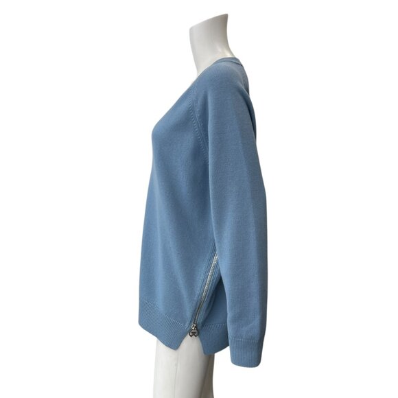 $1490 Givenchy Blue Wool Knit Cashmere Sweater Zip Side Top size Small - Picture 6 of 10